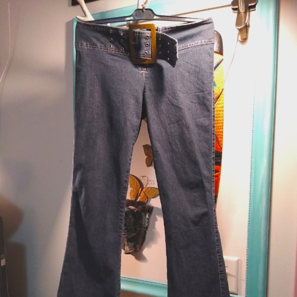 Vtg 90s Y2K statement buckle lowrise bootcut jeans